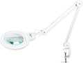 Bifocals Magnifying Desk Lamp with Clamp, 5 Diopter with 20 Diopter, 6 Inch Detachable Lens and 120PCS LEDs, 3 Color Modes 1200 Lumens Swivel Arm Magnifying Lamp with Light for Crafts (White)