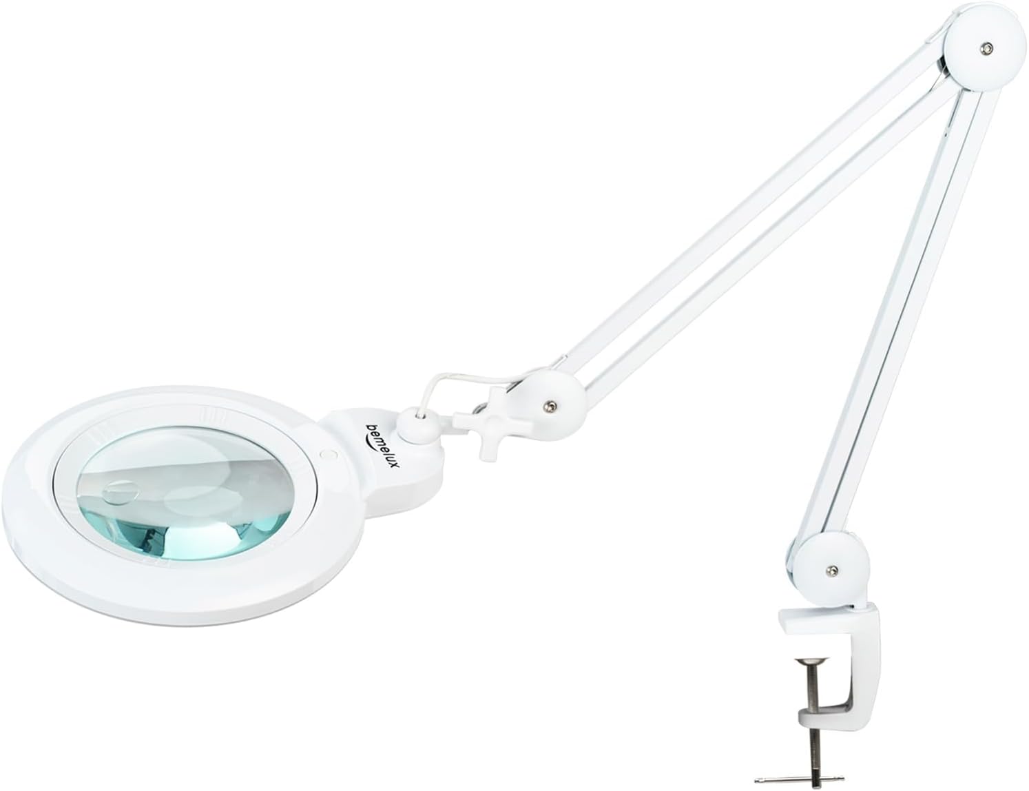 Bifocals Magnifying Desk Lamp with Clamp, 5 Diopter with 20 Diopter, 6 Inch Detachable Lens and 120PCS LEDs, 3 Color Modes 1200 Lumens Swivel Arm Magnifying Lamp with Light for Crafts (White)