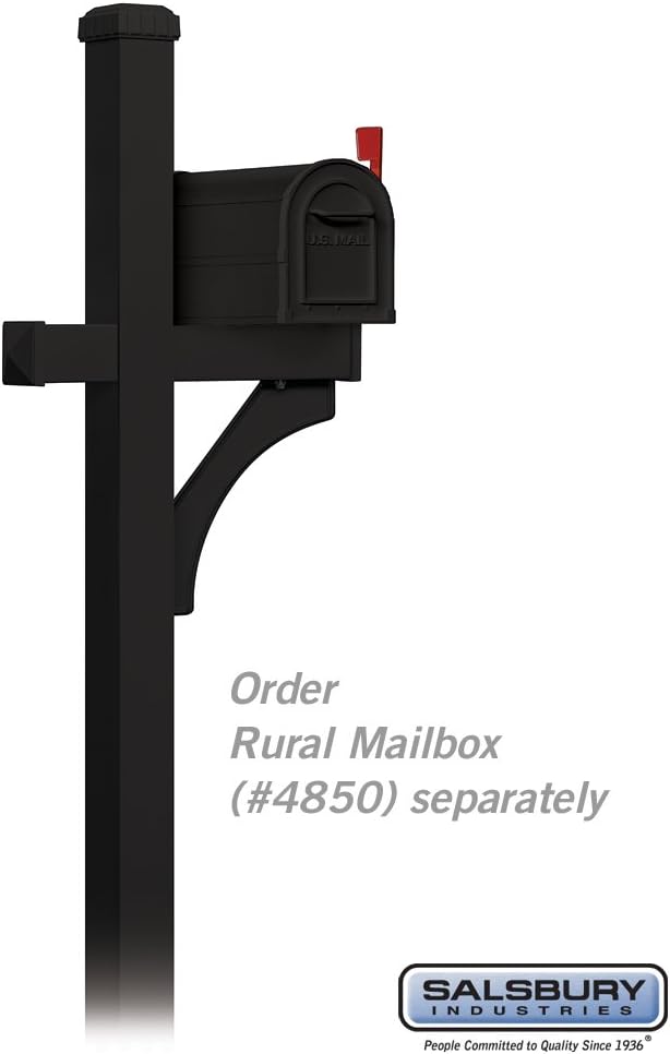 Salsbury Industries 4870BLK Deluxe 1 Sided in Ground Mounted Mailbox Post, Black