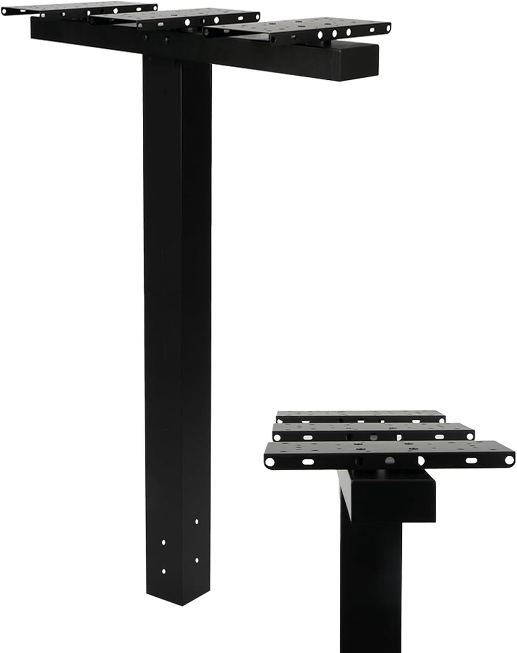 Ilyapa Triple Modern Mailbox Posts for Outside - 43x4x4 inch Black Metal Post Cover for Triple or Double Mailboxes, with Universal Mounting Bracket Plate, Fits Mailboxes up to 12in. Wide