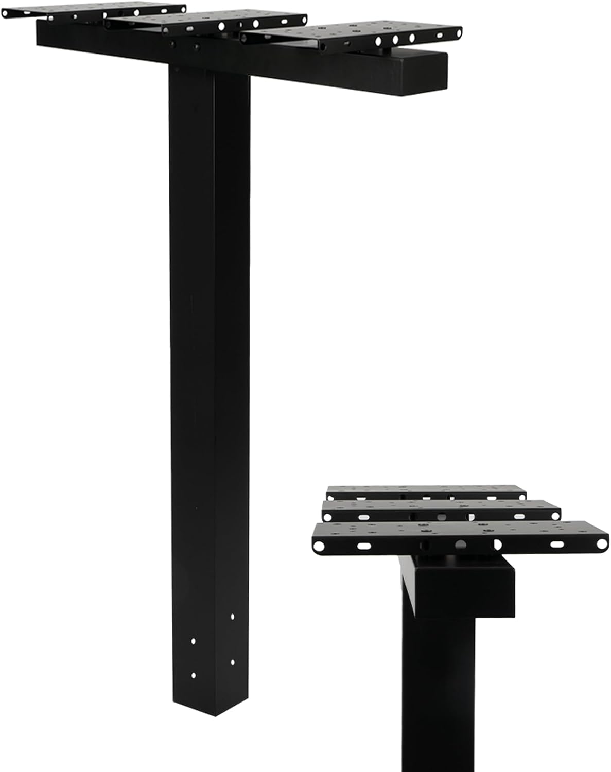 Ilyapa Triple Modern Mailbox Posts for Outside - 43x4x4 inch Black Metal Post Cover for Triple or Double Mailboxes, with Universal Mounting Bracket Plate, Fits Mailboxes up to 12in. Wide