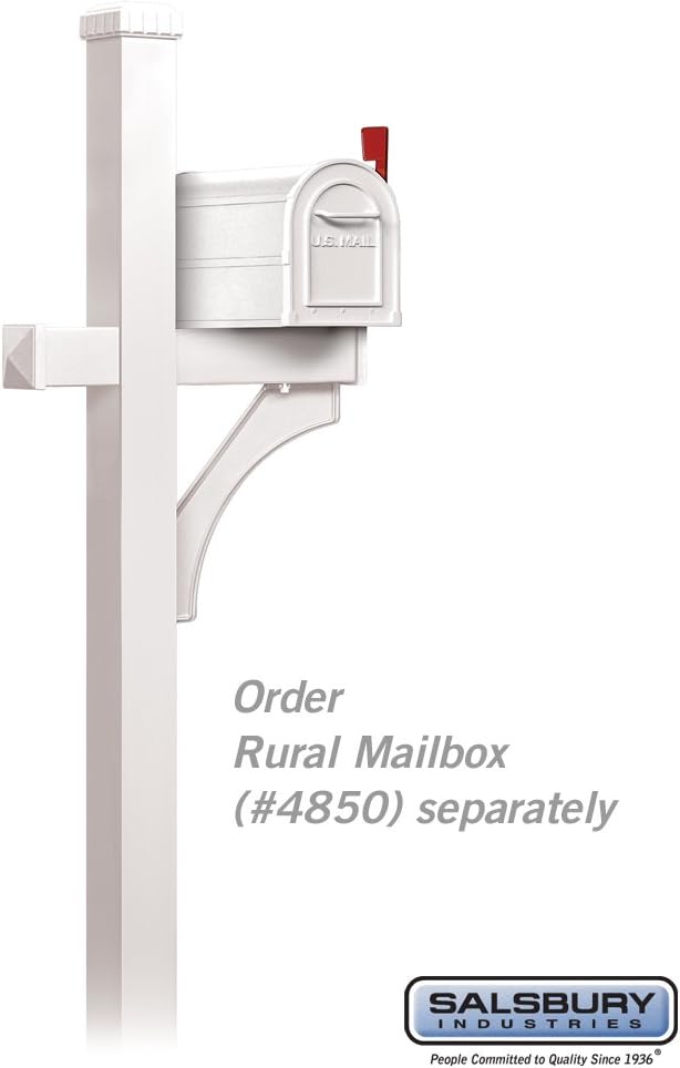 Salsbury Industries 4870WHT Deluxe Mailbox Post 1 Sided, In-Ground Mounted, White