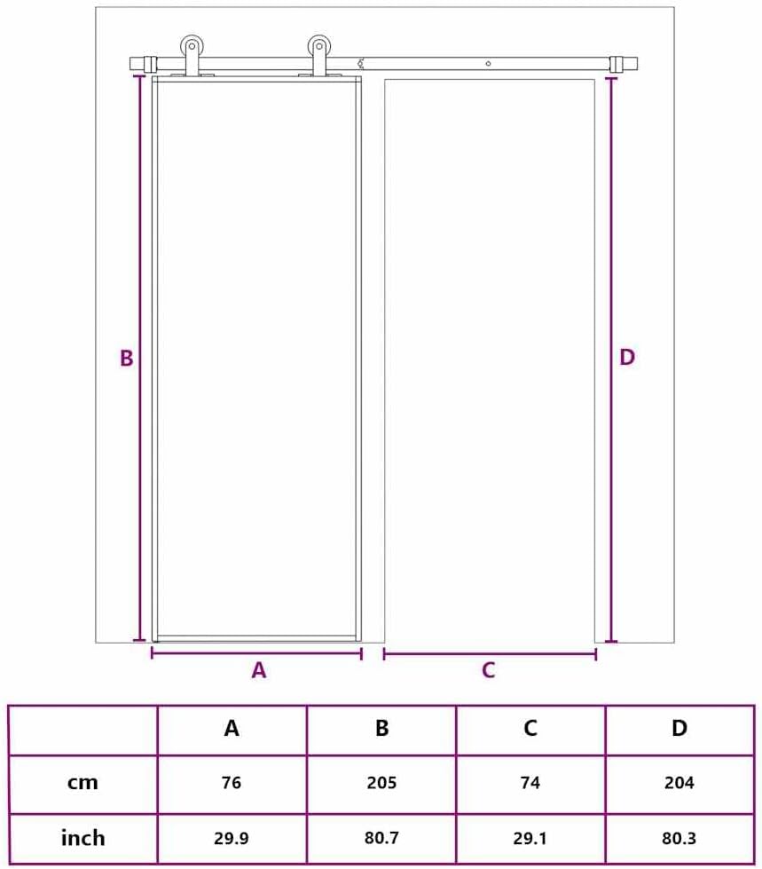 vidaXL Sliding Door - Glass and Aluminum Construction, Black, 29.9'x80.7', Soft Stop for Quiet Operation, Mounting Accessories Included.