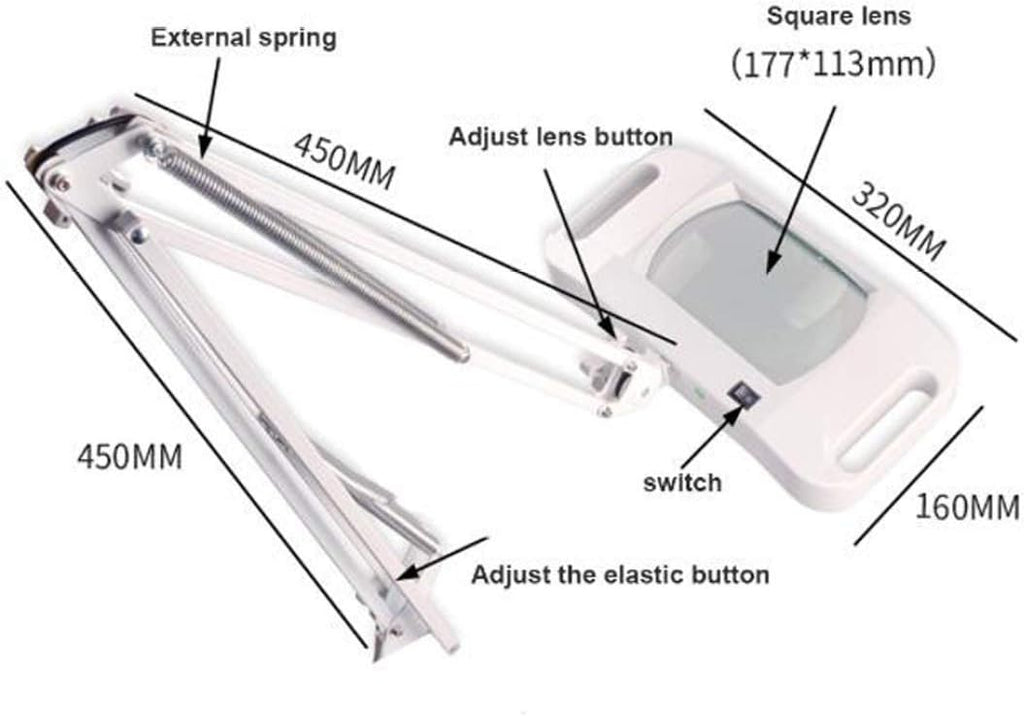 Magnifier, Led Magnifying Lamp with Clamp, with Adjustable Swivel Arm Light, 10X Magnifier Vertical Desk Magnifying Lamp Light Beauty Adjustable Beauty Stand Salon Tattoo Nail Skin