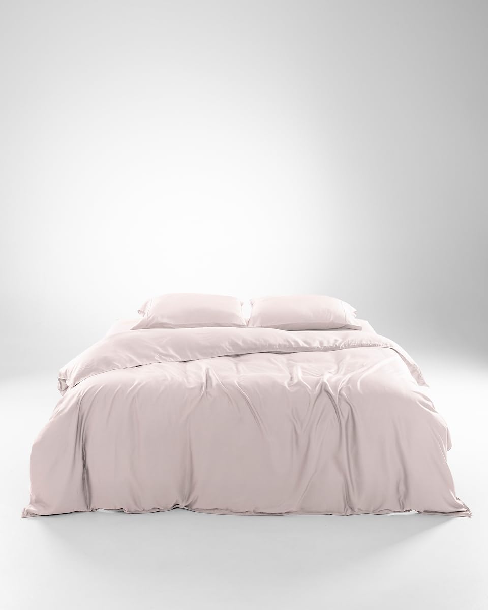 Olive + Crate Tencel King Duvet Cover Set - Hypoallergenic, Cooling Lyocell, Eucalyptus Duvet Cover for Hot Sleepers with Two Pillowcases - Barely Pink 3-Piece