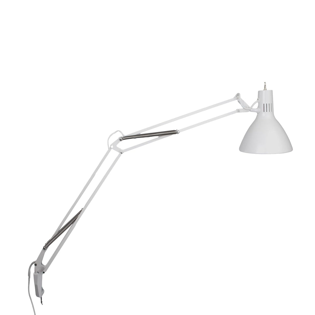 Luxo LS1AWT LS 23W CFL Task Light, 45' Powder-Coated Arm with External Springs, Edge Clamp, White