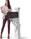 Step2 Atherton Mail Post, Mailbox Not Included, Weather Resistant, Large Outdoor Mailbox Post, Made of Durable Plastic, Easy to Install, Classic White