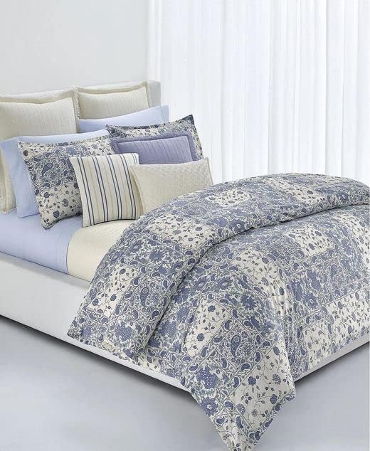 Lauren Ralph Lauren Callen Blue Green Paisley Floral on Off White Ground Full Queen 3 pc Comforter Set Shams (Queen)