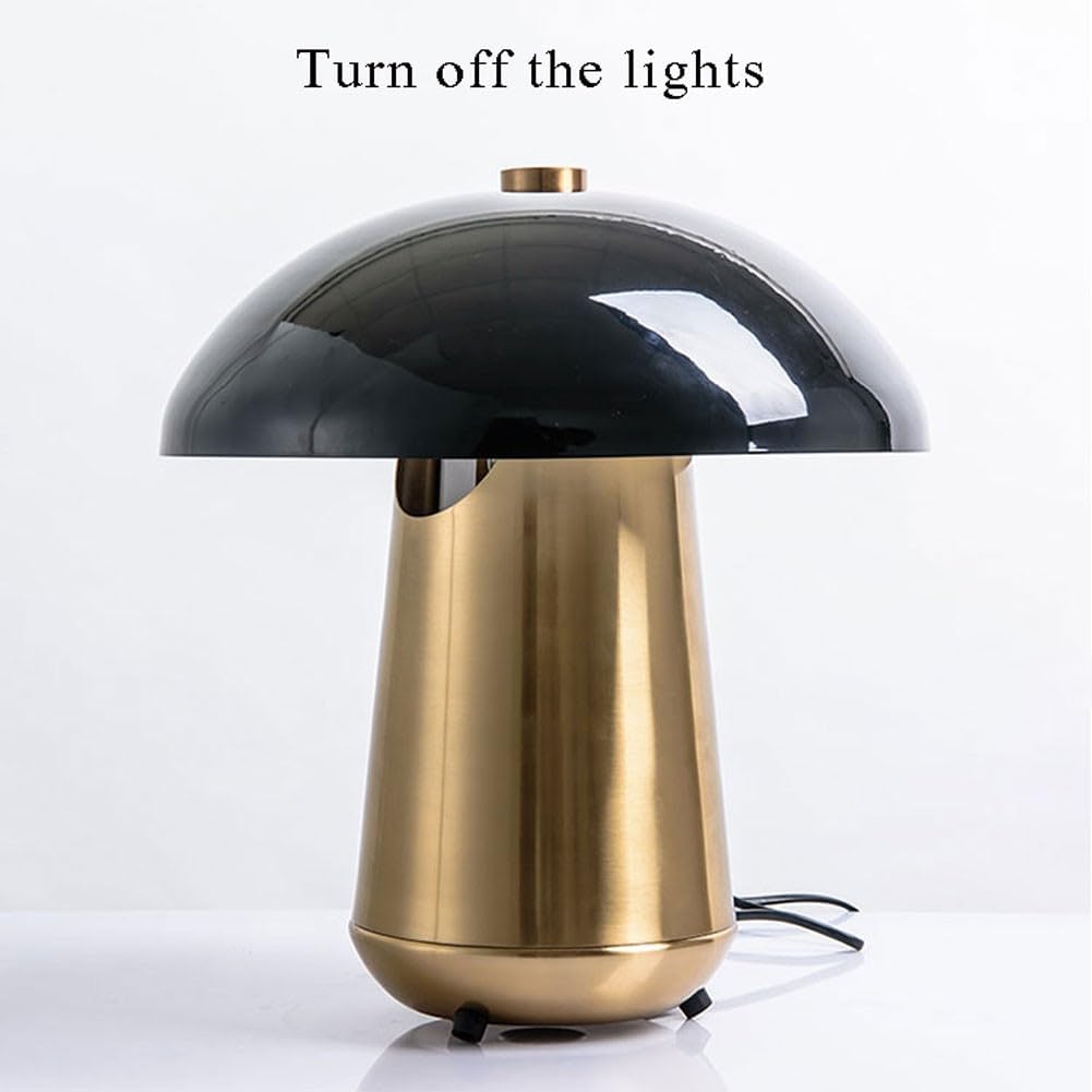 Classic Brass Desk Lamps for Home Office Desk lamp Gold Vintage reative Metal Mushroom Table lamp, Metal Base led Study lamp, Suitable for Living Room Desk