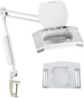 ELUCIDATE 3X Clamp-on Fluorescent Magnifier Desk Lamp | 6' (15.2 cm) x 7.5' (19.1 cm) Lens | Adaptive Spring-Loaded Arm | Dual Fluorescent Bulbs | Durable Design with Protective Cover