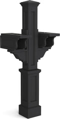 Mayne Rockport Double Arm Mail Post - Black - 18in L x 23in W x 56.5in H - Standard Post, 2x Paper Holder Arms (5811-B)