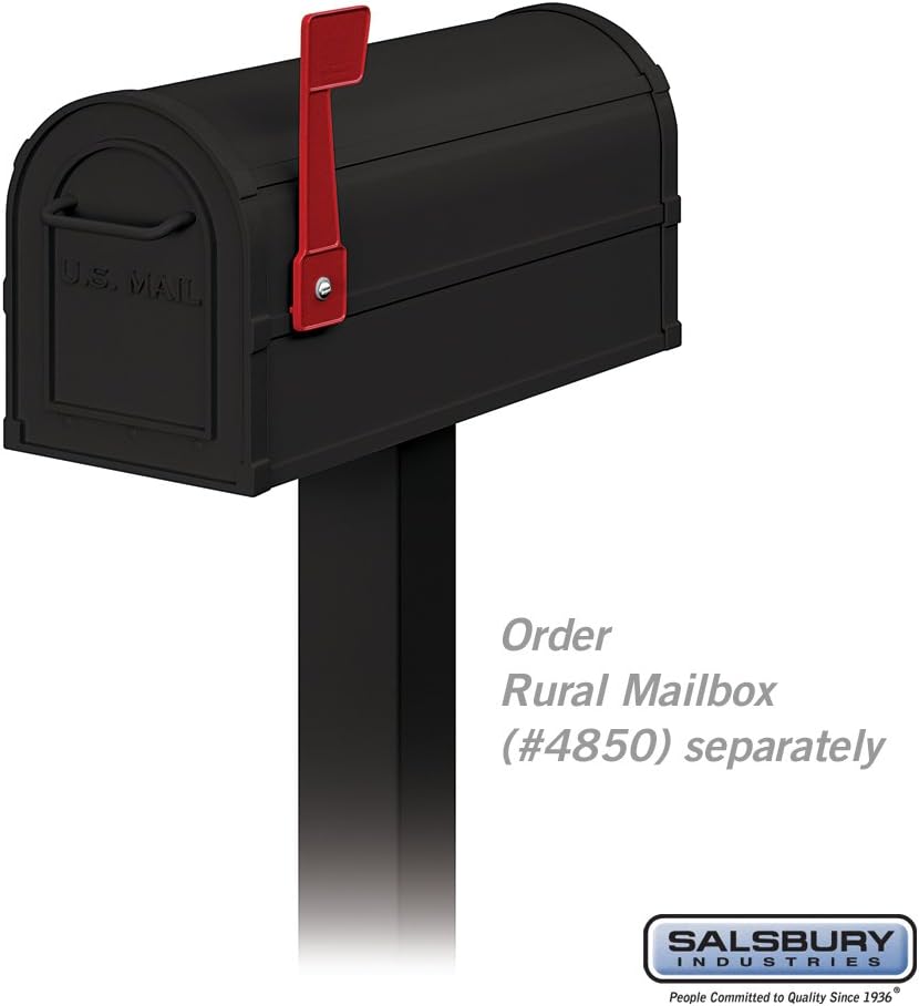 Salsbury Industries 4895BLK Standard in Ground Mounted Mailbox Post, Black
