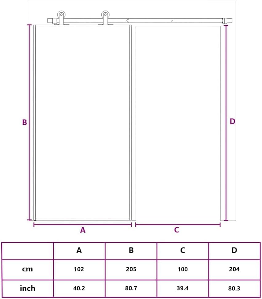 vidaXL Glass Door, Aluminum Frame Sliding Barn Door, Interior Door for Closet Kitchen, Sliding Door System, ESG Glass and Aluminum Black