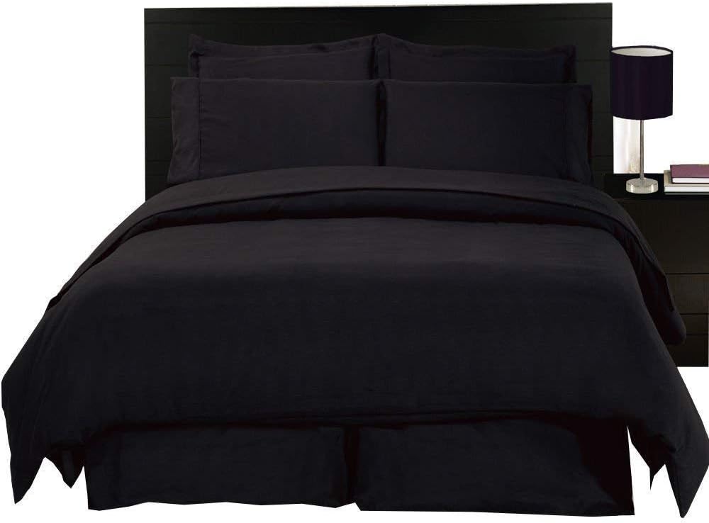 Royal Hotel Bedding King Size Bedding Set 8 Piece Bed in a Bag, 600 TC 100% Cotton Sheets, Down Alternative Comforter, Black Solid, Duvet Cover Set