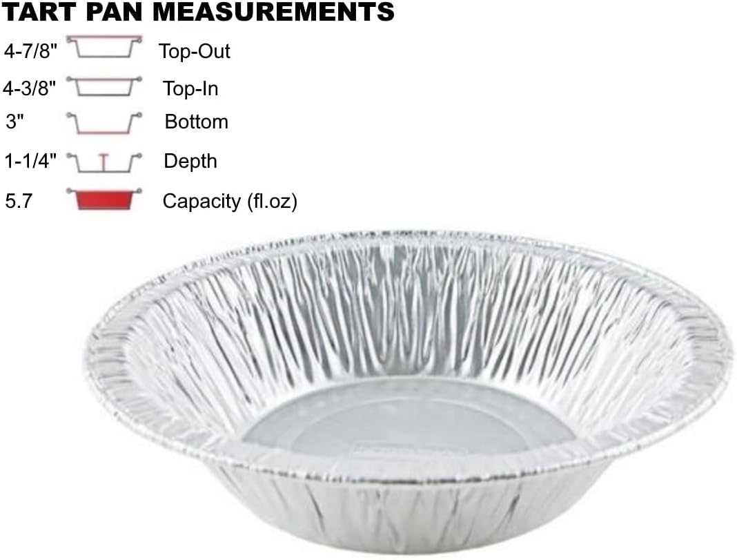 PACTOGO Disposable 5' Aluminum Foil Tart Pan with Clear Dome Lid | 5 Inch Round Cake Pan for Baking Personal Mini Pies, | Oven Safe Tins Easy Stack & Store, Freeze & Reheat (Pack of 500 Sets)