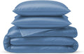 Linenwalas Duvet Cover Set Oversized King Size - Viscose Derived from Bamboo Soft, Breathable, Light Weight, Cooling Comforter Cover with Zipper Closure and Corner Ties (Oversized King, Bahamas Blue)