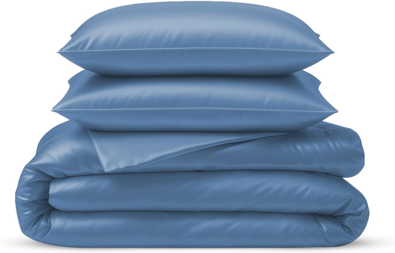 Linenwalas Duvet Cover Set Oversized King Size - Viscose Derived from Bamboo Soft, Breathable, Light Weight, Cooling Comforter Cover with Zipper Closure and Corner Ties (Oversized King, Bahamas Blue)