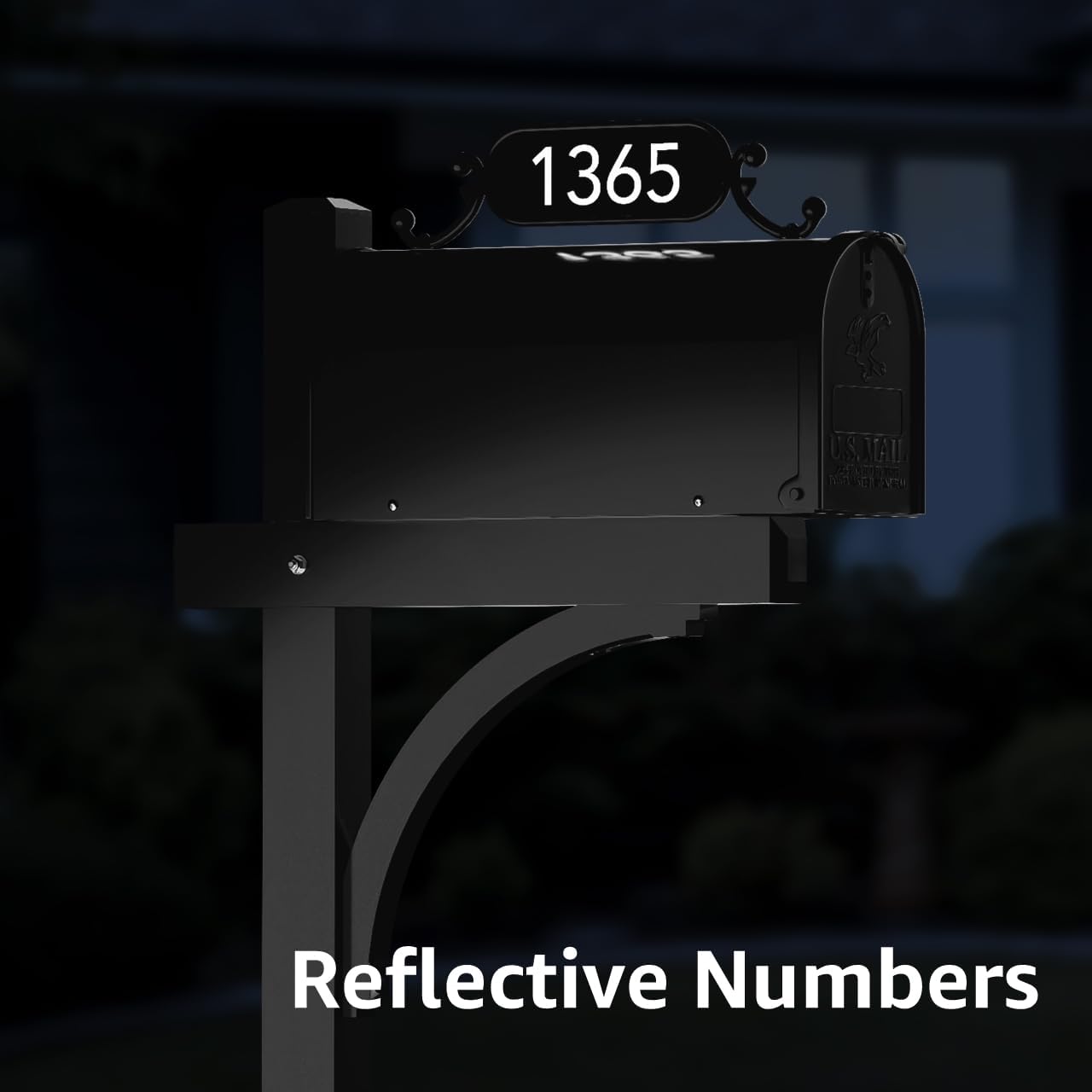 The Glenbrook Deluxe Mailbox and Post - Personalized Complete System with Custom Street Address Plate, Steel Mailbox, and Aluminum Post Included (All Black)