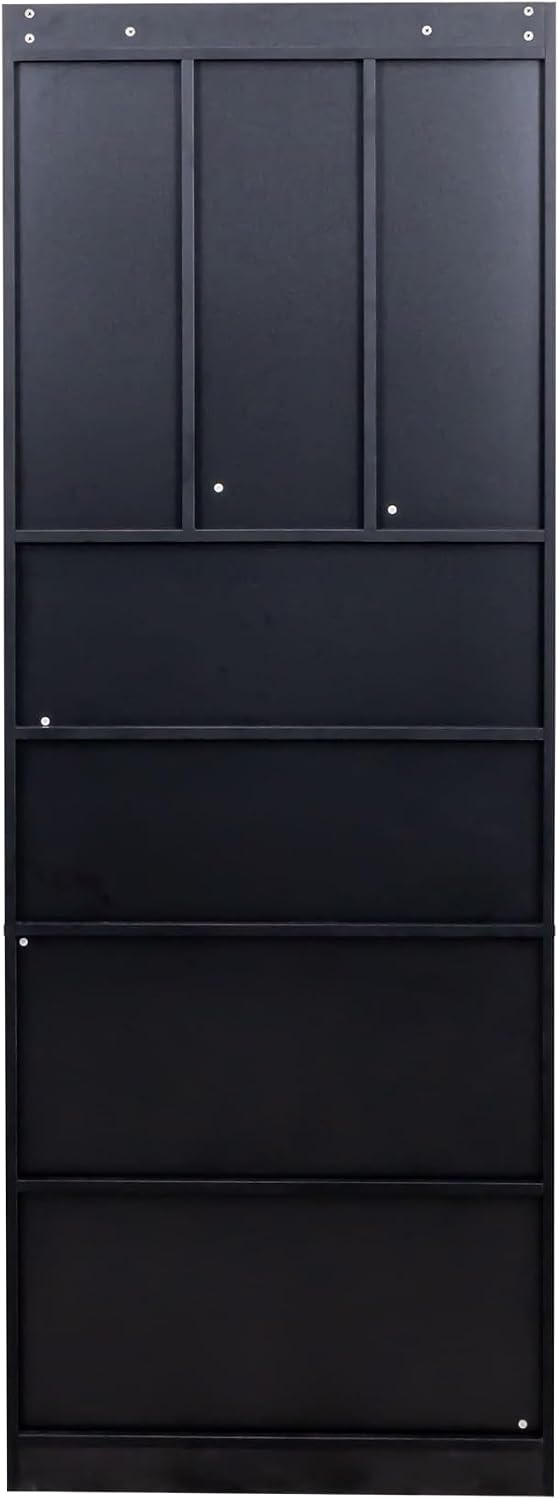 ZeHuoGe L-Shaped Corner Computer Desk for Home Office or Study Desk, Study Modern Style Table with Drawers, Bookshelf & Hutch, 2-in-1 L-Shaped Design, Large Working Space (Black)
