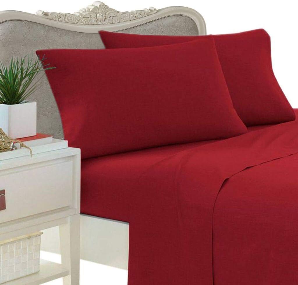 4 Piece Luxurious 1500 Thread Count Full Size Siberian Goose Down Comforter Set 100% Egyptian Cotton, Burgundy Solid Color, 1500 TC - 750FP - 50Oz.