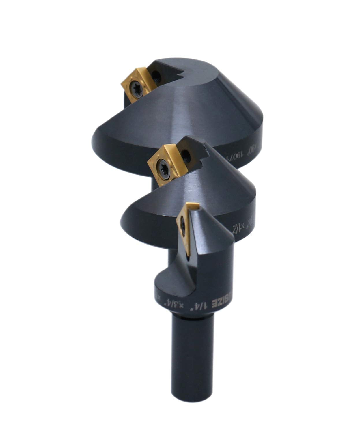 Accusize Industrial Tools 1/4'', 1/2'' and 1-1/4'' 90 Degree Indexable Carbide Countersinks, 0046-0990