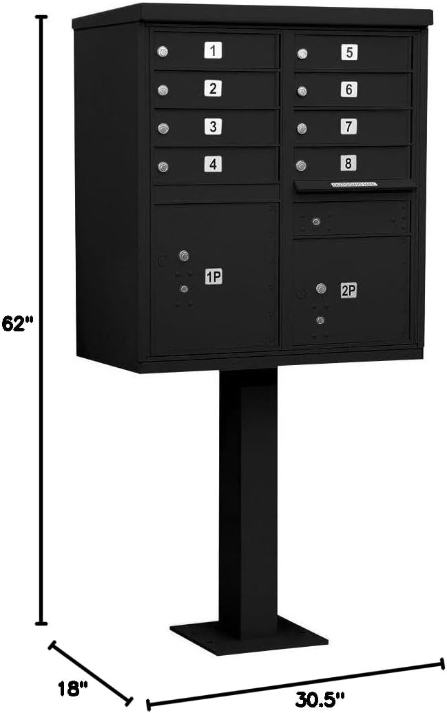 Salsbury Industries 3308BLK-U 8 A Size Doors, United States Postal Access Type I Cluster Box Unit, Black