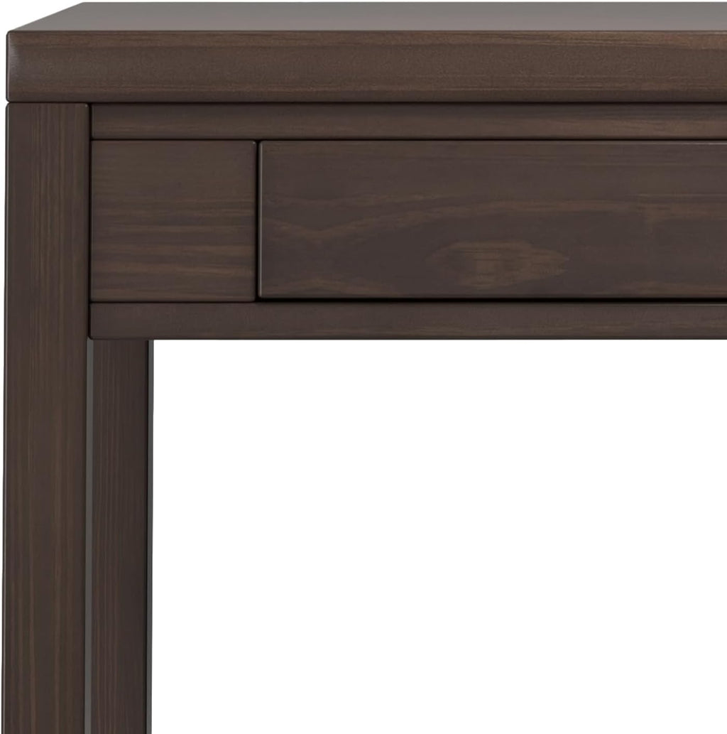 SIMPLIHOME Hollander Small Desk - 38 Inch Wide Solid Wood Writing Desk in Warm Walnut Brown, Contemporary Home Office Computer Table for Study or Compact Space with Flip-Down Keyboard Tray
