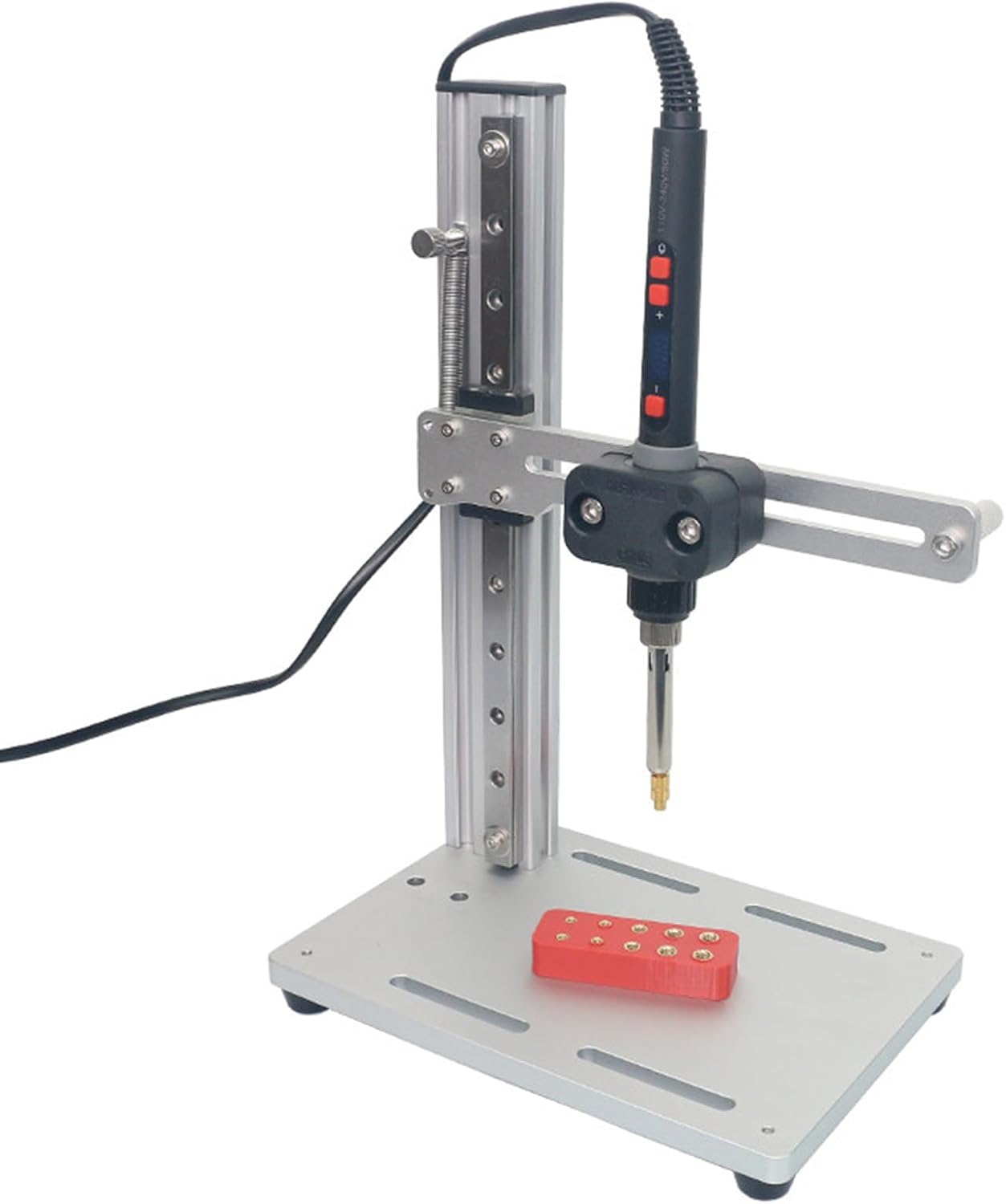 Vertical Heat Pressing Machine, Vertical Heat Set Insert Tool, Multi-Directional Adjustment, with Heat Set Tips M2-M8, for Plastic and 3D Printing Components
