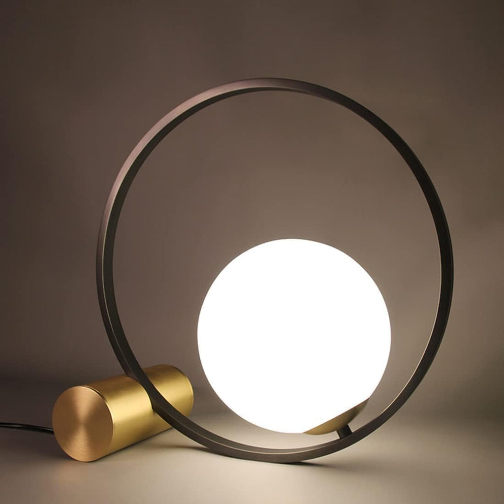 Glass Globe Table Lamps Set of 2-Black and Gold Nightstand Lamps Milk Glass Desk Lamp Midcentury Modern Bedside Table lamp Small Lamps for Bedroom Nightstand Living Room End Tables