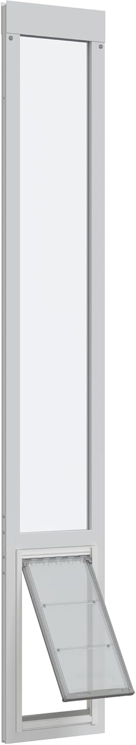 Endura Flap Pet Door for Vinyl Sliding Glass Doors | Weatherproof & Insulated Dog Door for Vinyl Sliders | Durable with Secure Locking Cover | White, Large Flap, 93.25'-96.25' Slider Height