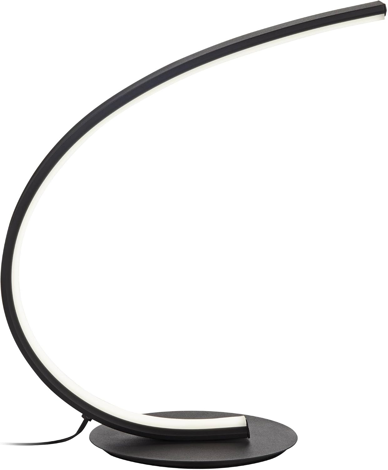 360 Lighting Curved Arc 15 1/4' High Small Modern Accent Table Lamp LED Black Metal Single White Shade Living Room Bedroom Bedside Nightstand House Office Home Reading Kitchen Entryway