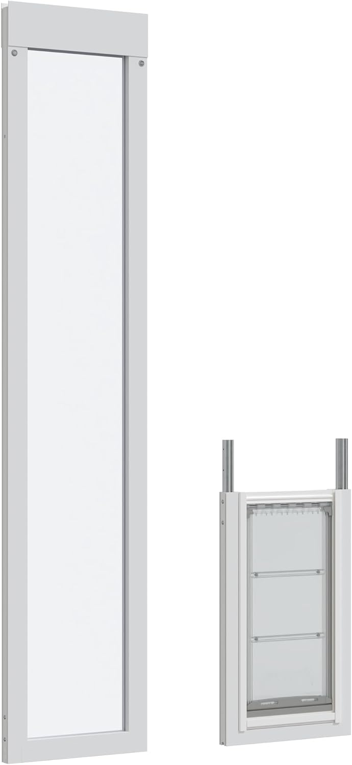 Endura Flap Pet Door for Vinyl Sliding Glass Doors | Weatherproof & Insulated Dog Door for Vinyl Sliders | Durable with Secure Locking Cover | White, Small Flap, 93.25'-96.25' Slider Height