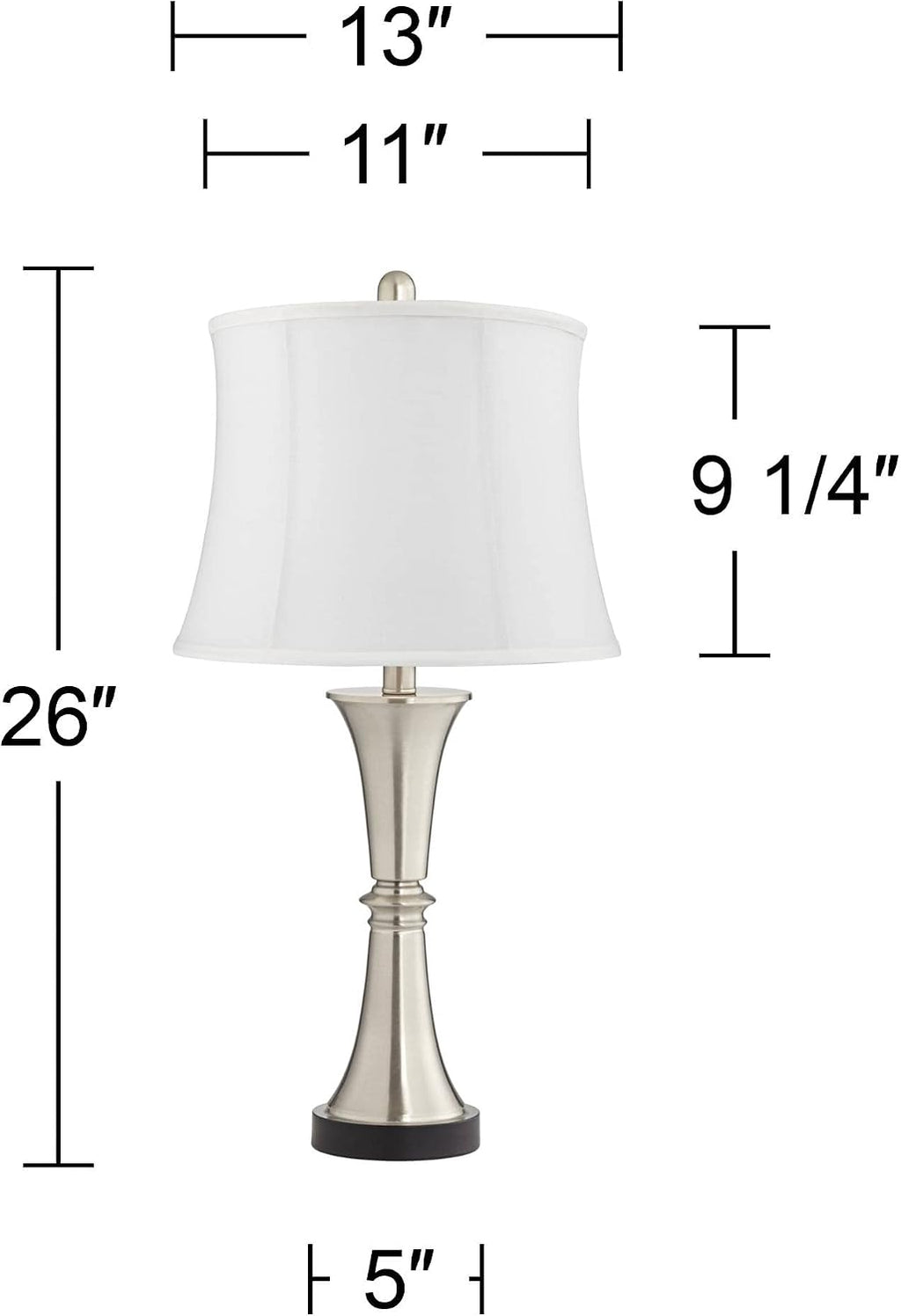 360 Lighting Seymore Modern Table Lamps 26' Tall Set of 2 with USB Charging Port Silver LED Touch On Off White Softback Drum Shade for Bedroom Living Room House Home Desk Bedside Nightstand
