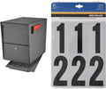 Mail Boss 7205 Package Master Curbside Locking Security Mailbox | Granite 21.5 x 12 x 16.5 inches & Hillman 843445 Reflective Adhesive Mailbox Number Pack, 3'', Black and White