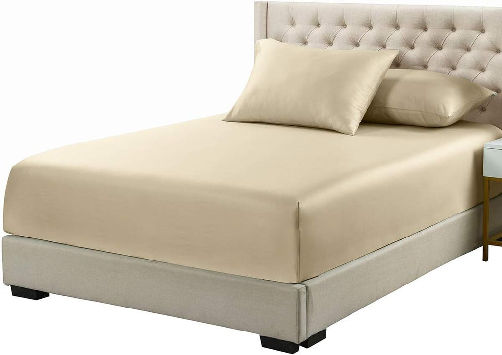 Royal Tradition Viscose from Bamboo Bed Sheets, Split California King, Solid Beige, Super Soft and Cool 5PC Sheet Set