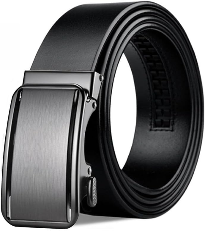 Automatic Ratchet Belt for Men - Genuine Leather Dress & Casual Use, Adjustable Buckle