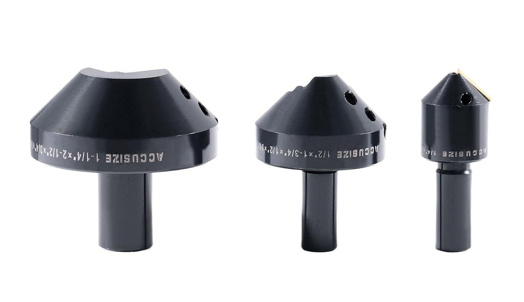Accusize Industrial Tools 1/4'', 1/2'' and 1-1/4'' 90 Degree Indexable Carbide Countersinks, 0046-0990