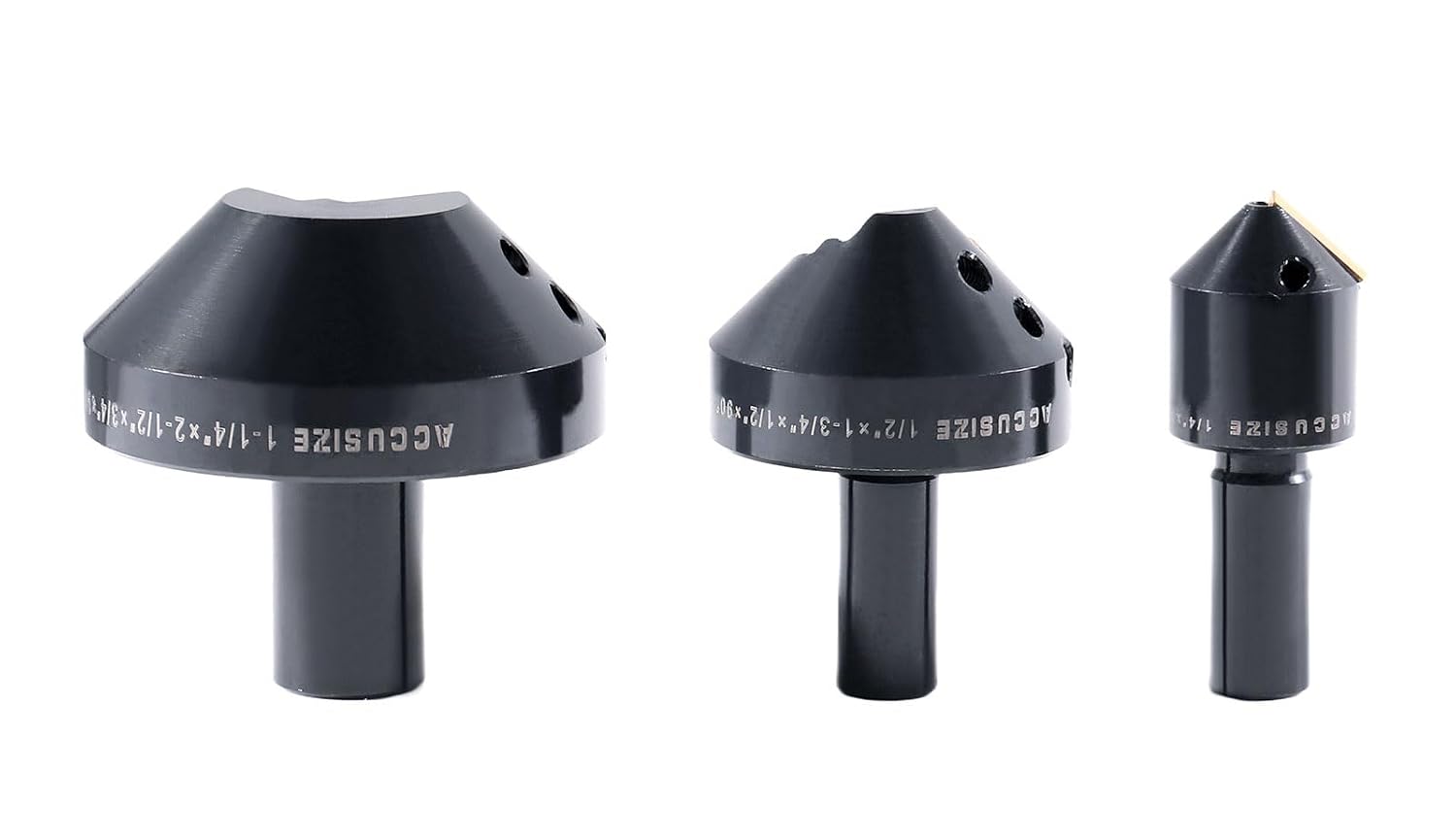 Accusize Industrial Tools 1/4'', 1/2'' and 1-1/4'' 90 Degree Indexable Carbide Countersinks, 0046-0990