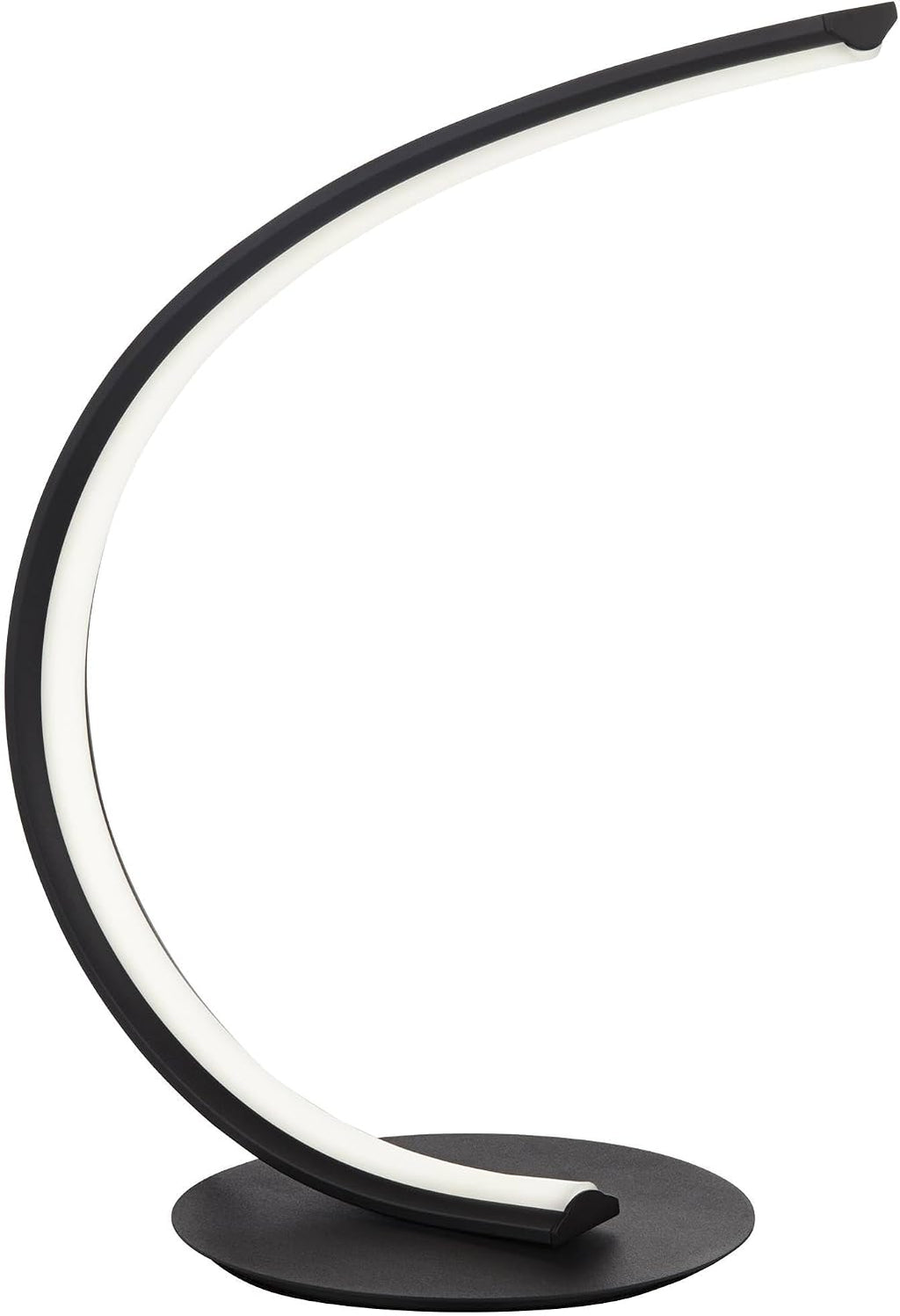 360 Lighting Curved Arc 15 1/4' High Small Modern Accent Table Lamp LED Black Metal Single White Shade Living Room Bedroom Bedside Nightstand House Office Home Reading Kitchen Entryway