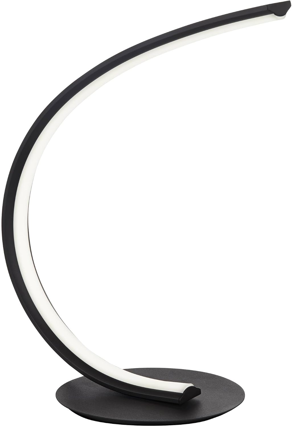 360 Lighting Curved Arc 15 1/4' High Small Modern Accent Table Lamp LED Black Metal Single White Shade Living Room Bedroom Bedside Nightstand House Office Home Reading Kitchen Entryway