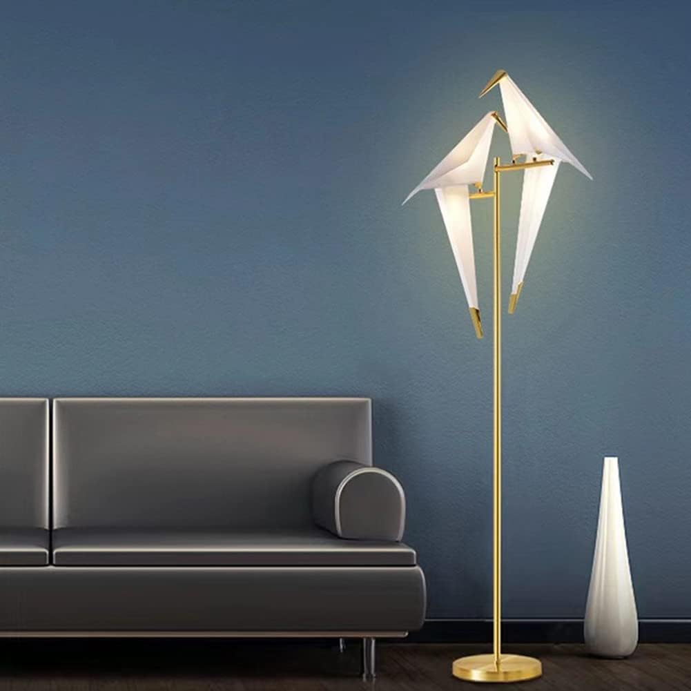 68In Modern LED Floor Lamp, Bird Floor Light Gold Metal Fixtures for Living Room Bedroom Dinning Room Office (2 Birds)