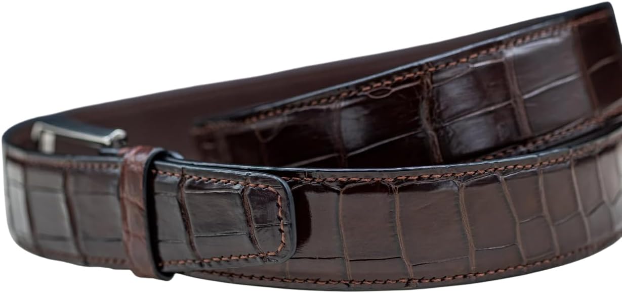 Genuine Alligator Leather Belts Buckle for Men, Crocodile Skin Belt for Mens