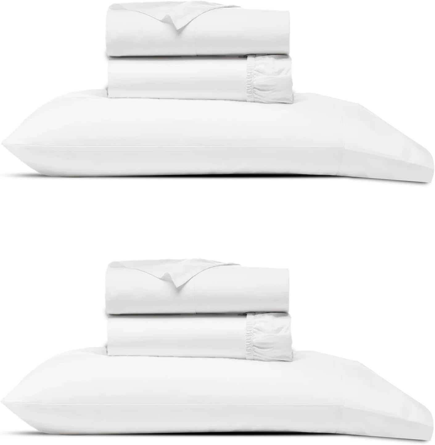 THREAD SPREAD Twin Size Bed Sheets Set, Luxury 1000 Series 100% Egyptian Cotton Sheets Twin Size (Pack of 2, White), Silky Soft, Cooling, Sateen Weave, 16' Deep Pocket Hotel Quality Sheet Set