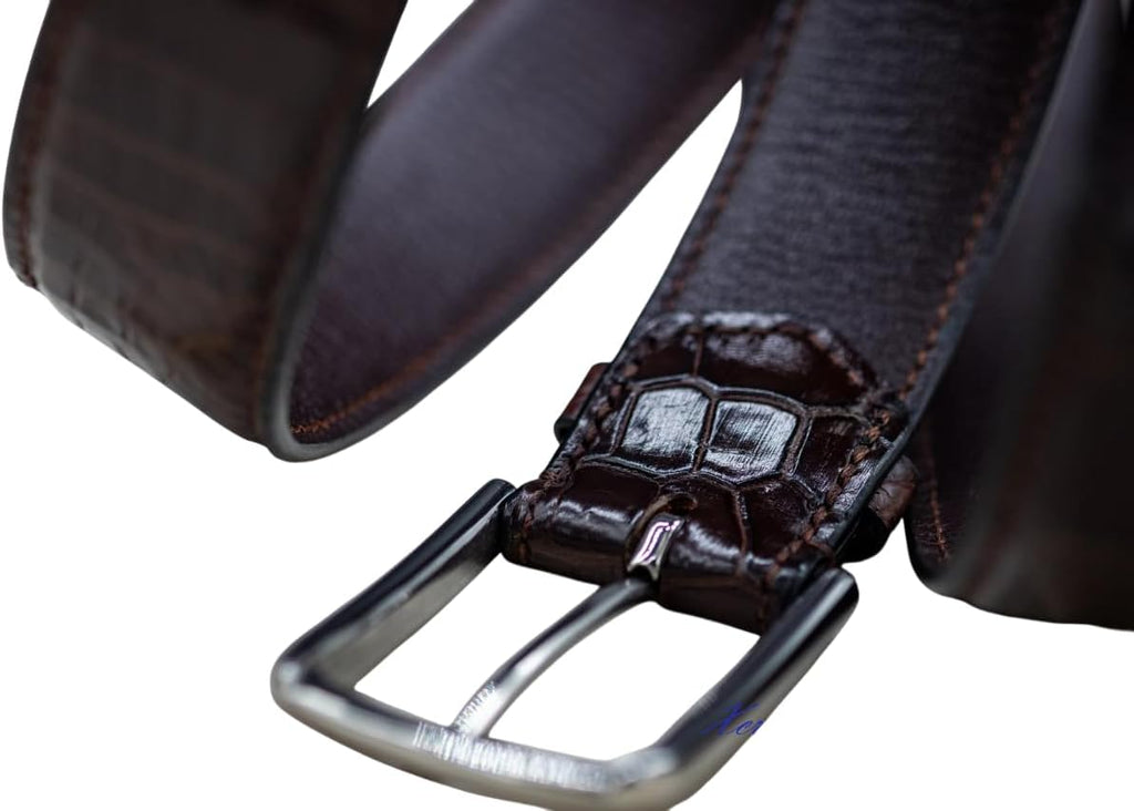 Genuine Alligator Leather Belts Buckle for Men, Crocodile Skin Belt for Mens