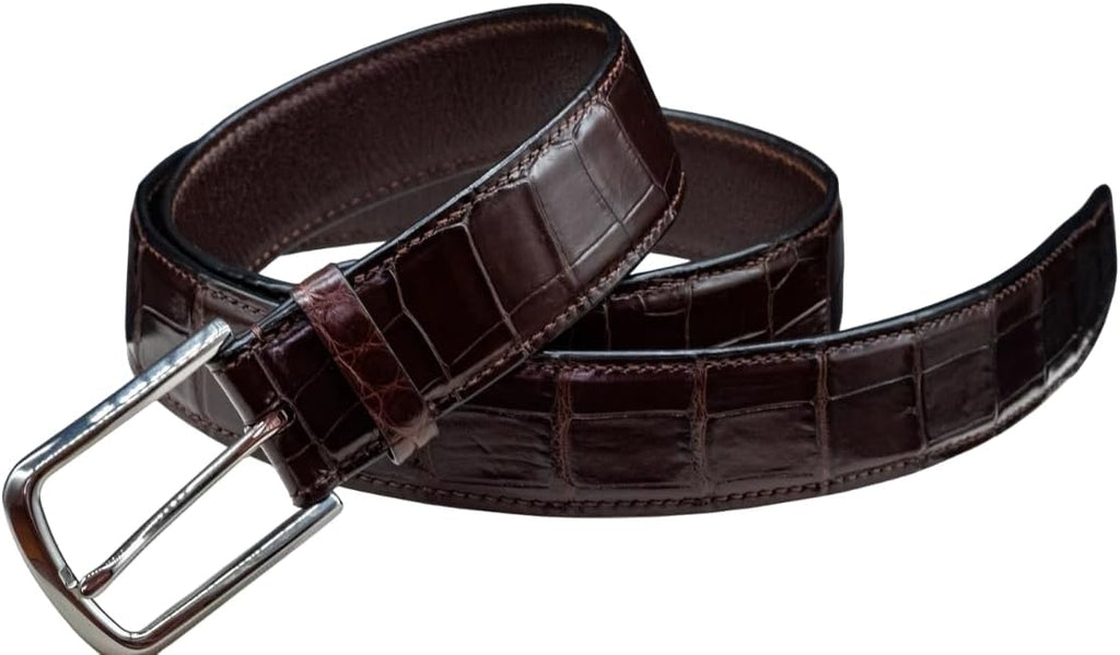 Genuine Alligator Leather Belts Buckle for Men, Crocodile Skin Belt for Mens