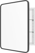 WallBeyond Bathroom 22x28 Inch Black Recessed Medicine Cabinet with Round Corner Aluminum Alloy Metal Framed, Single Door Modern Medicine Cabinet with Storage