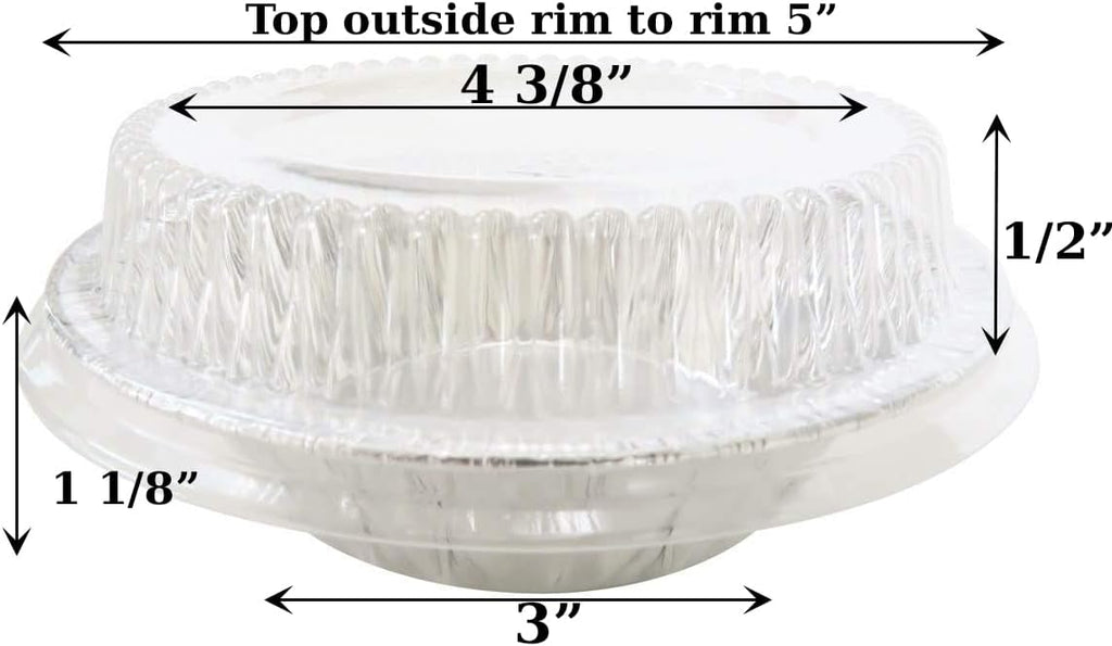 Safca KitchenDance Disposable Aluminum Foil Tart Pan with Lid - 5' Aluminum Foil Individual Pie Pans, Mini Pie Pans, Pot Pie Tins, Baking Pan Perfect for Pies, Cobblers - 501P, (1000)