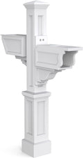 Mayne Signature Plus Mailbox Post with Newspaper Slot and Planter – Weather-Resistant, Durable Classic Design – Easy-to-Install Outdoor Mailbox Post