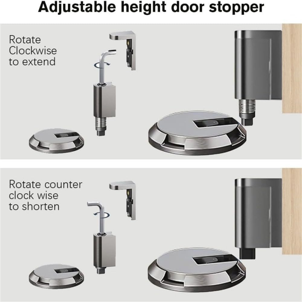 Mechanical Door Stop Heavy Duty Door Stopper Magnetic Door Stop Adjustable Door Holder Non-Punch Door Suction Furniture Hardware,Yellow Bronze,5PCS