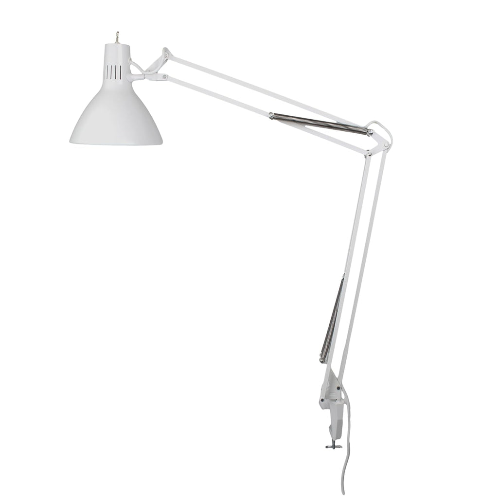 Luxo LS1AWT LS 23W CFL Task Light, 45' Powder-Coated Arm with External Springs, Edge Clamp, White
